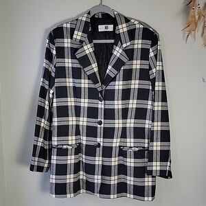 Vintage Christy girl navy plaid blazer